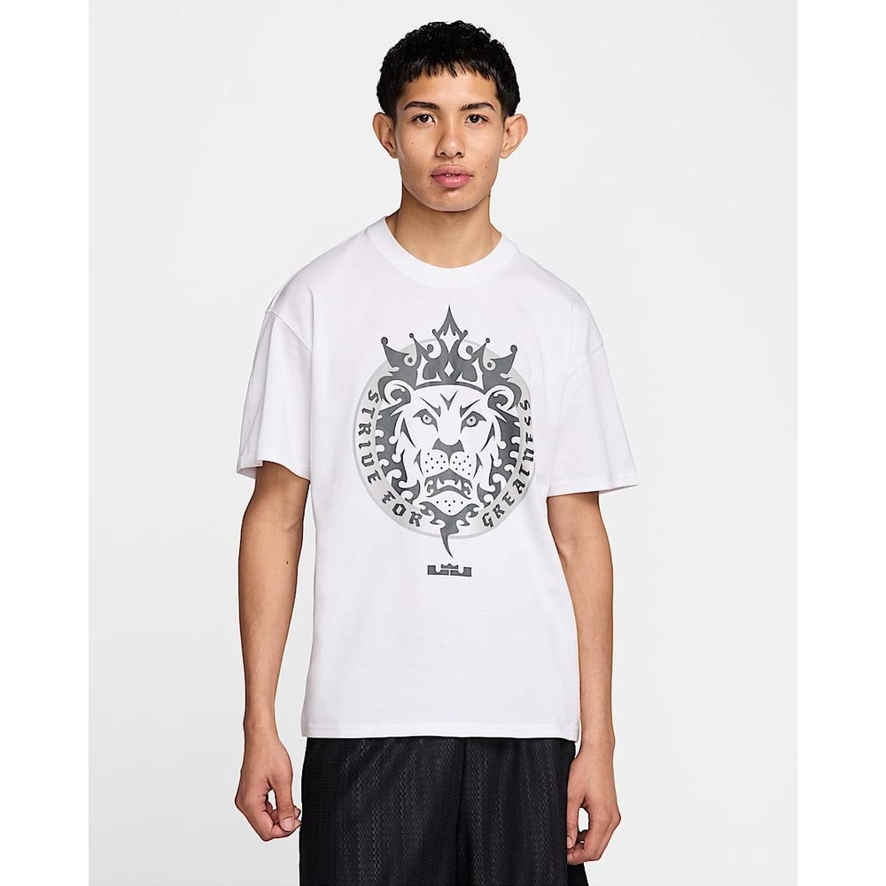 Nike Mens White‎ LeBron Max90 Lion Graphic Basketball T-Shirt Size XXL